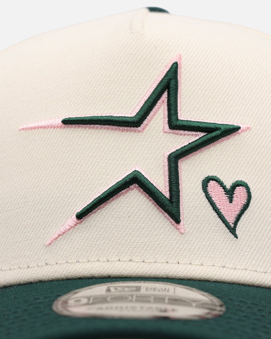 New Era Houston Astros 'Pink Satin Hearts Green' 9FORTY A-Frame Snapback Chrome/Dark Green